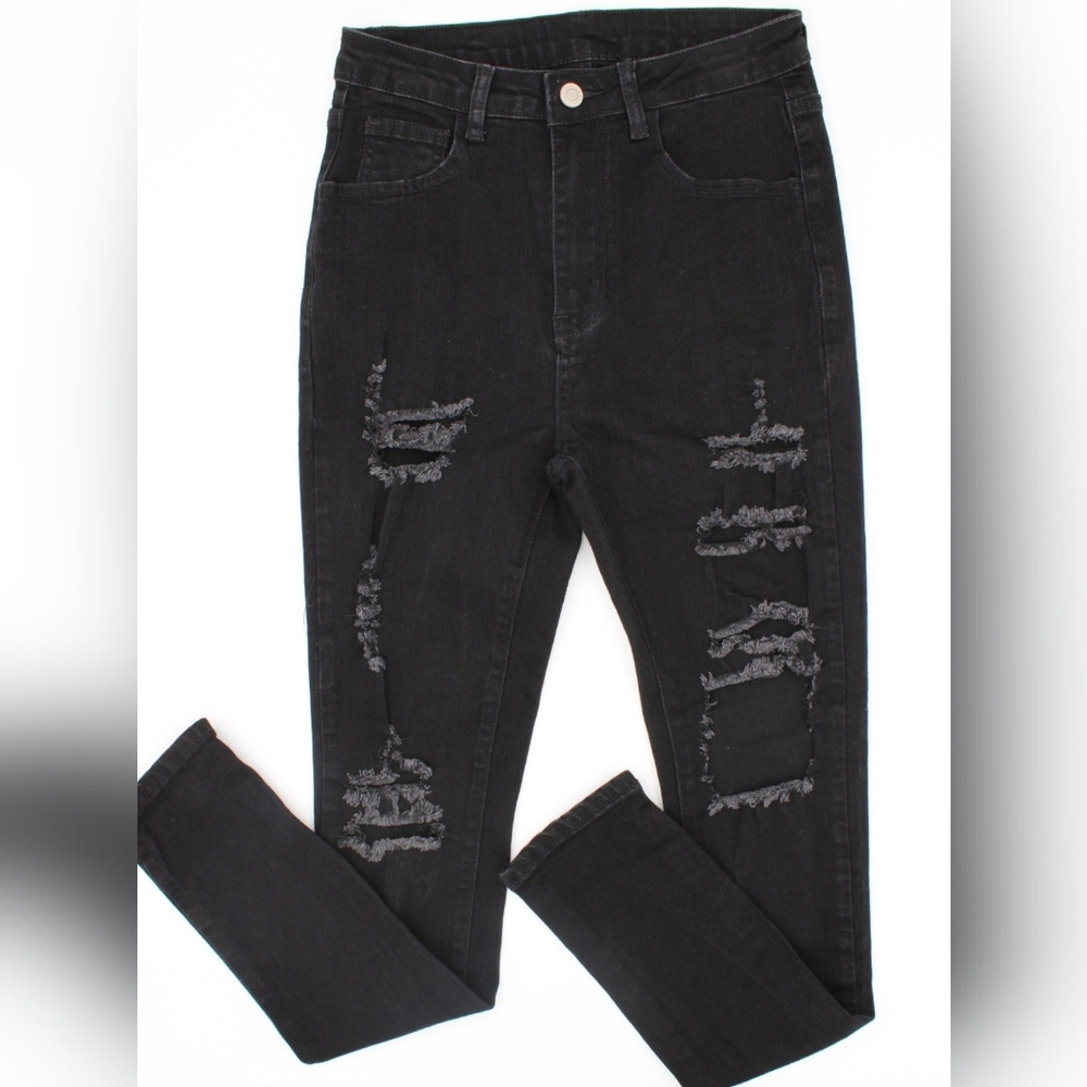 Shein Women’s Black Distressed Skinny Jeans – Size S